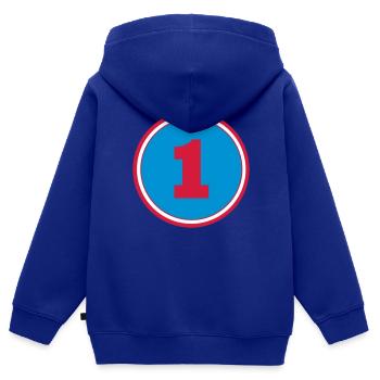 1 ***** - Kinder Premium Organic Zip Hoodie - Royalblau - Hinten - AI Model Kid Male (0cm)