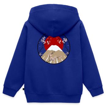 Mount Fuji mit Kirschblütenzweigen - Kinder Premium Organic Zip Hoodie - Royalblau - Hinten - AI Model Kid Male (0cm)