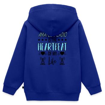 Amateur Radio Radio Radio Radio Radio Amateur Vintage - Sweat Premium à capuche zippé enfant bio - bleu roi - Dos - AI Model Kid Male (0cm)