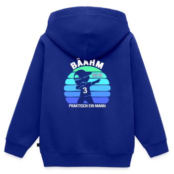 3 Dreijähriger 3. Geburtstag Jungen - Kinder Premium Organic Zip Hoodie - Royalblau - Hinten - AI Model Kid Male (0cm)