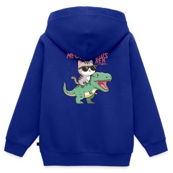 Cool Kitten on T-Rex Funny Dinosaur Trend - Kids Premium Organic Zip-up Hoodie - royal blue - Back - AI Model Kid Male (0cm)