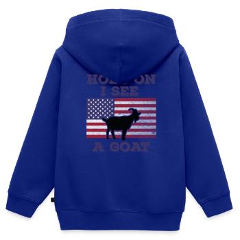 Chèvre Drapeau Américain Cadeau Original Drôle - Sweat Premium à capuche zippé enfant bio - bleu roi - Dos - AI Model Kid Male (0cm)