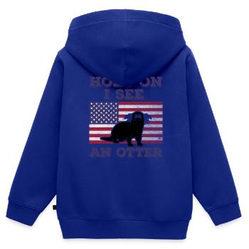 Otter American Flag Funny Original Gift - Kids Premium Organic Zip-up Hoodie - royal blue - Back - AI Model Kid Male (0cm)
