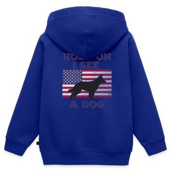 Dog American Flag Funny Original Gift - Kids Premium Organic Zip-up Hoodie - royal blue - Back - AI Model Kid Male (0cm)