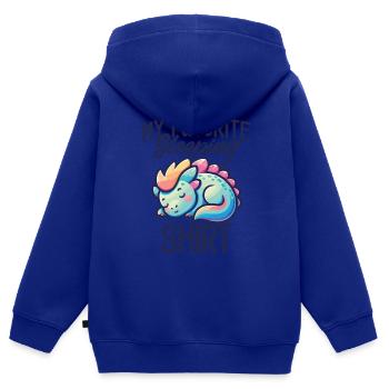 Dinosaure Sommeil Humour Cadeau Pyjama Flemme - Sweat Premium à capuche zippé enfant bio - bleu roi - Dos - AI Model Kid Male (0cm)