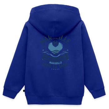 Cadeau Marseillais Humour Cœur Marseille Foot - Sweat Premium à capuche zippé enfant bio - bleu roi - Dos - AI Model Kid Male (0cm)