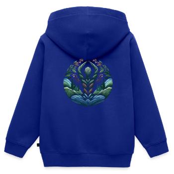 Idée Cadeau Yoga Méditation Nature Cool - Sweat Premium à capuche zippé enfant bio - bleu roi - Dos - AI Model Kid Male (0cm)