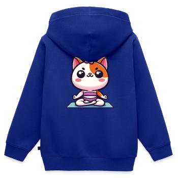 Cat Yogi Meditating - Funny Yoga T-Shirt - Kids Premium Organic Zip-up Hoodie - royal blue - Back - AI Model Kid Male (0cm)