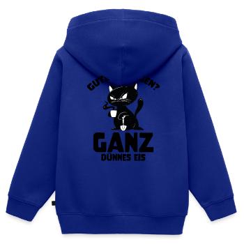 Sarkastische Katze - Guten Morgen Ganz Dünnes Eis - Kinder Premium Organic Zip Hoodie - Royalblau - Hinten - AI Model Kid Male (0cm)
