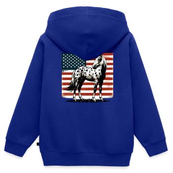 Vintage Appaloosa cheval amant américain USA drapeau - Sweat Premium à capuche zippé enfant bio - bleu roi - Dos - AI Model Kid Male (0cm)