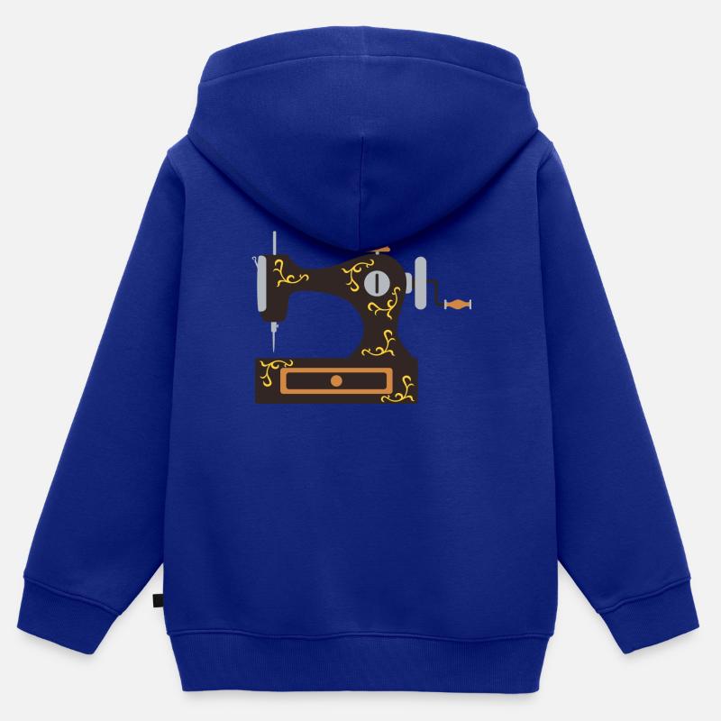 machine à coudre - Sweat Premium à capuche zippé enfant bio - bleu roi