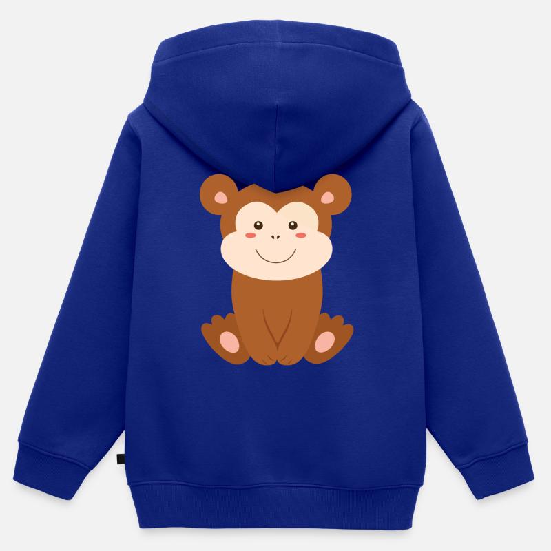 Bébé singes enfants - Sweat Premium à capuche zippé enfant bio - bleu roi