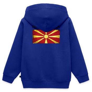 Macédoine Drapeau de la Macédoine Cadeau Makedonija - Sweat Premium à capuche zippé enfant bio - bleu roi - Dos - AI Model Kid Male (0cm)