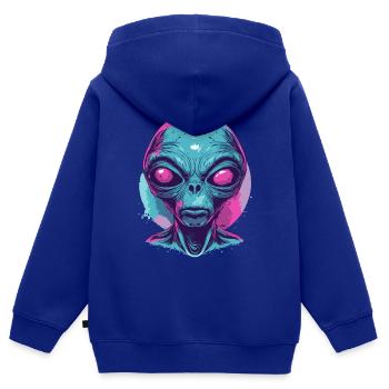 Étranger - Sweat Premium à capuche zippé enfant bio - bleu roi - Dos - AI Model Kid Male (0cm)