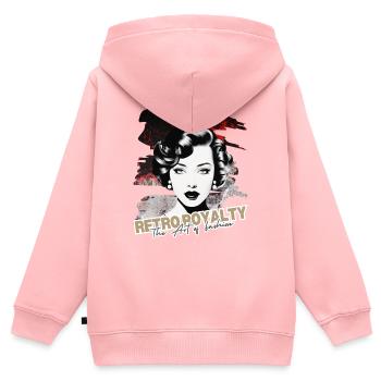 Royauté rétro - Sweat Premium à capuche zippé enfant bio - rose - Dos - AI Model Kid Female (0cm)
