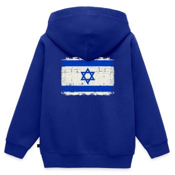 Israel - Kinder Premium Organic Zip Hoodie - Royalblau - Hinten - AI Model Kid Male (0cm)