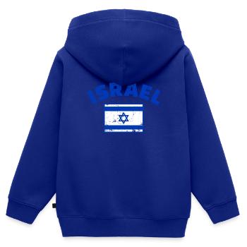 Israel - Kinder Premium Organic Zip Hoodie - Royalblau - Hinten - AI Model Kid Male (0cm)