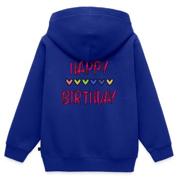 JAHRESTAG. ALLES GUTE ZUM GEBURTSTAG!. ALLES GUTE ZUM GEBURTSTAG!. - Kinder Premium Organic Zip Hoodie - Royalblau - Hinten - AI Model Kid Male (0cm)