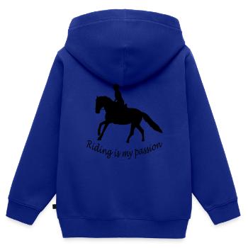 Cavalier avec cheval - Sweat Premium à capuche zippé enfant bio - bleu roi - Dos - AI Model Kid Male (0cm)