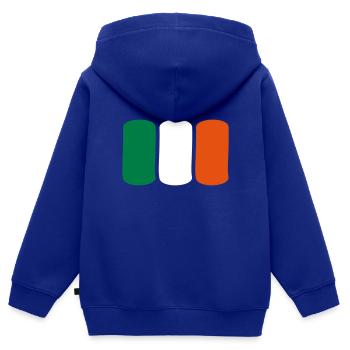 Irlande - Sweat Premium à capuche zippé enfant bio - bleu roi - Dos - AI Model Kid Male (0cm)