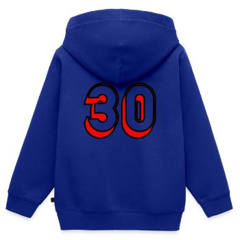 30 ANS. 30. 30e ANNIVERSAIRE. ANNIVERSAIRE 30 ANS - Sweat Premium à capuche zippé enfant bio - bleu roi - Dos - AI Model Kid Male (0cm)