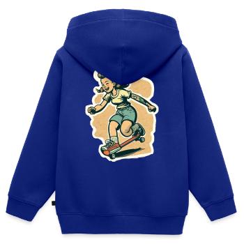 Skater-Mädchen - Kinder Premium Organic Zip Hoodie - Royalblau - Hinten - AI Model Kid Male (0cm)