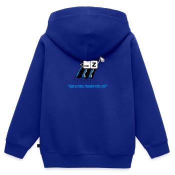 Photography "Iam a pixel pusher for life" T-Shirt - Kinder Premium Organic Zip Hoodie - Royalblau - Hinten - AI Model Kid Male (0cm)