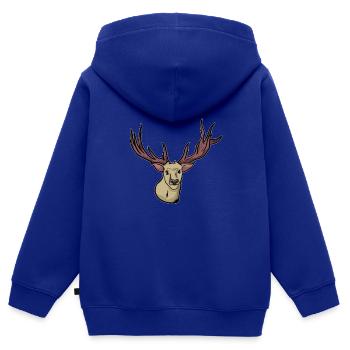 Unheimlich - Rentier - Hirsch - Hirschgeweih - Kinder Premium Organic Zip Hoodie - Royalblau - Hinten - AI Model Kid Male (0cm)