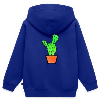 Watercolor Cactus - Kinder Premium Organic Zip Hoodie - Royalblau - Hinten - AI Model Kid Male (0cm)