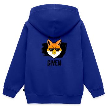 cooles Zero Fox Given Shirt - Kinder Premium Organic Zip Hoodie - Royalblau - Hinten - AI Model Kid Male (0cm)