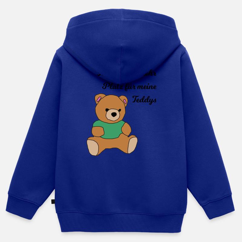 Ours en peluche - Sweat Premium à capuche zippé enfant bio - bleu roi