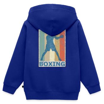 Retro Vintage Style Boxing Boxer Kickboxing - Kids Premium Organic Zip-up Hoodie - royal blue - Back - AI Model Kid Male (0cm)