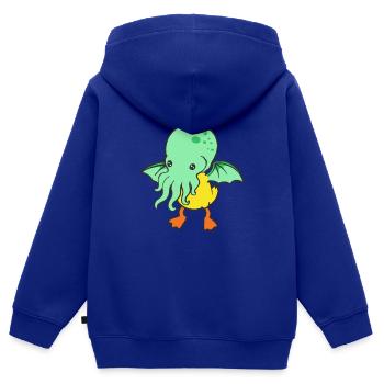 Canetons mutés - Sweat Premium à capuche zippé enfant bio - bleu roi - Dos - AI Model Kid Male (0cm)
