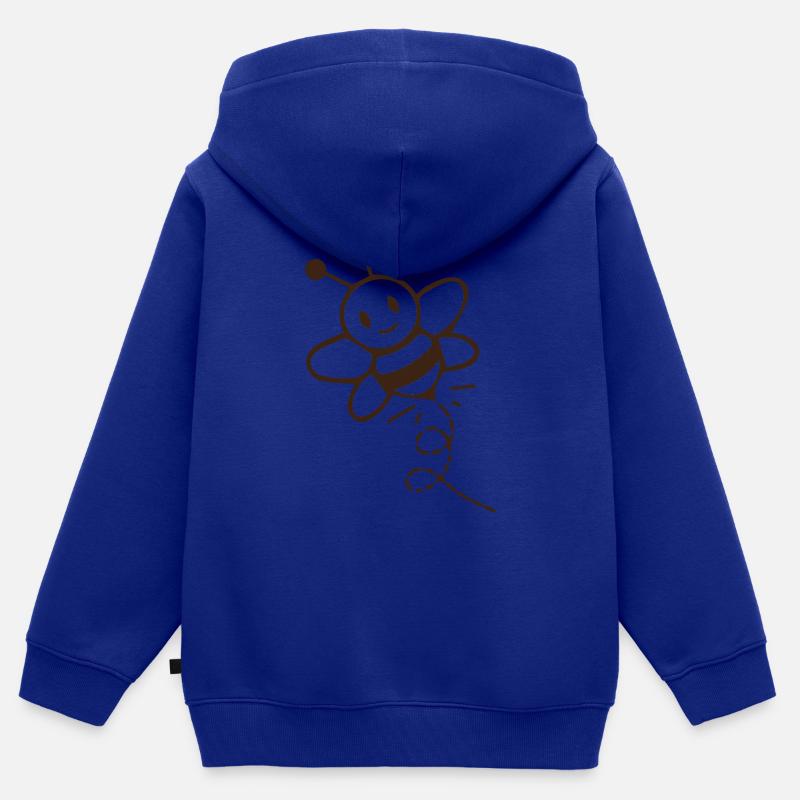 abeille - Sweat Premium à capuche zippé enfant bio - bleu roi