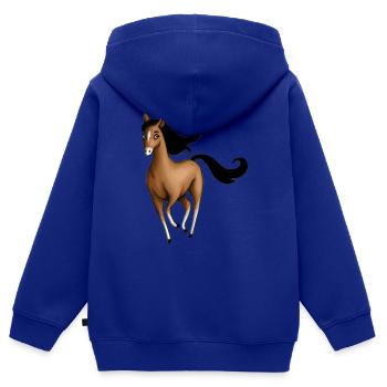 Braunes Pferd - Kinder Premium Organic Zip Hoodie - Royalblau - Hinten - AI Model Kid Male (0cm)