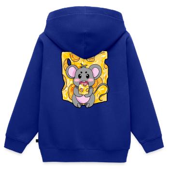 Maus Käse Cartoon Geschenk Mäuschen - Kinder Premium Organic Zip Hoodie - Royalblau - Hinten - AI Model Kid Male (0cm)
