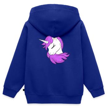Licorne - Licorne - Licorne - Sweat Premium à capuche zippé enfant bio - bleu roi - Dos - AI Model Kid Male (0cm)