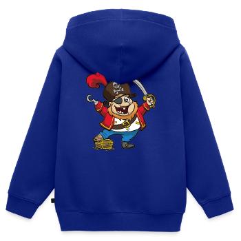 lustiger Pirat Schatz Schatztruhe Säbel Hakenhand - Kinder Premium Organic Zip Hoodie - Royalblau - Hinten - AI Model Kid Male (0cm)