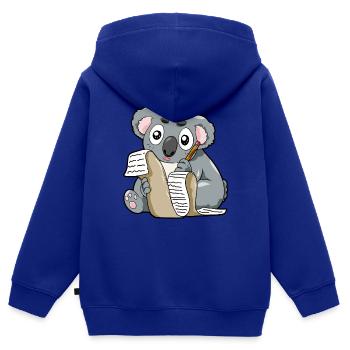 Schreibender Koala Bleistift Autor Liebesbrief - Kinder Premium Organic Zip Hoodie - Royalblau - Hinten - AI Model Kid Male (0cm)