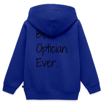 opticien / optique / yeux / lunettes - Sweat Premium à capuche zippé enfant bio - bleu roi - Dos - AI Model Kid Male (0cm)