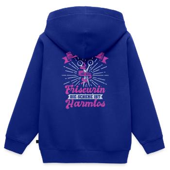 Friseurin Harmlos - Kinder Premium Organic Zip Hoodie - Royalblau - Hinten - AI Model Kid Male (0cm)