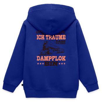 Eisenbahn Dampflok - Kinder Premium Organic Zip Hoodie - Royalblau - Hinten - AI Model Kid Male (0cm)