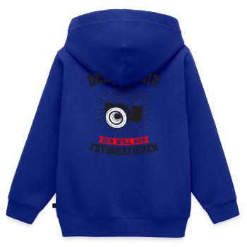 Fotograf - Kinder Premium Organic Zip Hoodie - Royalblau - Hinten - AI Model Kid Male (0cm)