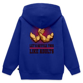 Armdrücken - Kinder Premium Organic Zip Hoodie - Royalblau - Hinten - AI Model Kid Male (0cm)