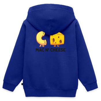 Funny Mac And Cheese Food Lover Powered By Mac & - Kids Premium Organic Zip-up Hoodie - royal blue - Back - AI Model Kid Male (0cm)