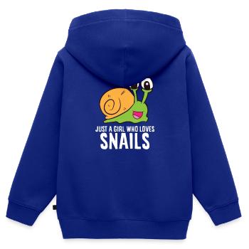 Juste une fille Qui Loves Snails Cute Snail Girl - Sweat Premium à capuche zippé enfant bio - bleu roi - Dos - AI Model Kid Male (0cm)