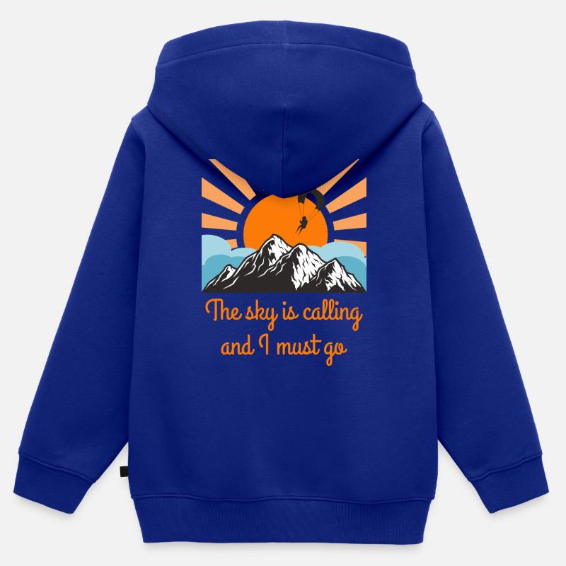 Skydiving and Parachuting - Sweat Premium à capuche zippé enfant bio - bleu roi