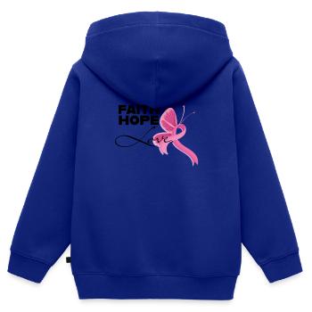 Faith hope love Brustkrebs Frauen Schleife - Kinder Premium Organic Zip Hoodie - Royalblau - Hinten - AI Model Kid Male (0cm)