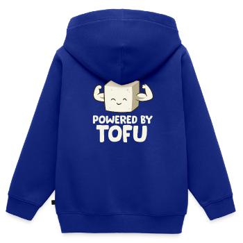 Vegan Vegetarian Love Tofu Powered By Tofu - Kinder Premium Organic Zip Hoodie - Royalblau - Hinten - AI Model Kid Male (0cm)