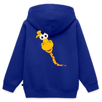 Giraffe - lustig, in Comicstyle - Kinder Premium Organic Zip Hoodie - Royalblau - Hinten - AI Model Kid Male (0cm)